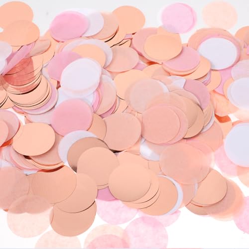 50 g Konfetti Groß Konfetti 2,5 cm Rund Konfetti aus Seidenpapier Rosa Konfetti Papier für Tischdekoration Hochzeit Geburtstag Taufe Valentinstag (Rosa Weiß Roségold) von Xthrotsenk