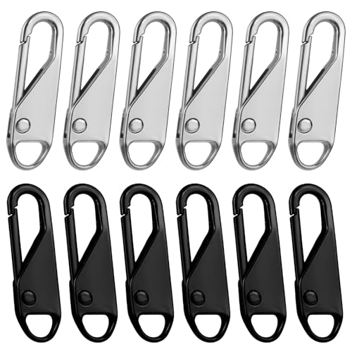 Reißverschluss Reparatur Set Reißverschluss Schieber Pull Tab Reisverschlussreparaturset Zipper Reisverschlußzipper Metall Reissverschluss Zipper Reißverschluss Anhänger, 12 Stück von Xthrotsenk