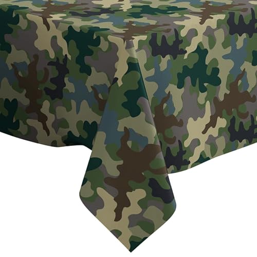 Camouflage Militär Textil Muster – Rechteckige Leinen-Tischdecke (130 x 180 cm) waschbare dekorative Tischdecke von Xtremepads