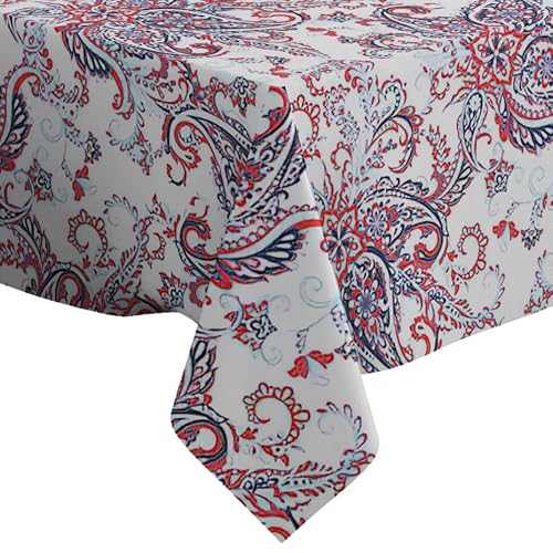 Damast Paisley Blumenmuster - Rechteckige Leinen-Tischdecke (130 x 180 cm) waschbare dekorative Tischdecke von Xtremepads