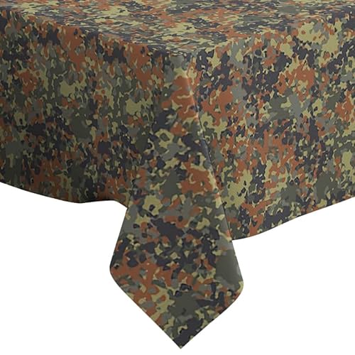 Deutsche Flecktarn Tarnmuster - Rechteckige Leinen-Tischdecke (150x210cm) Abwaschbar Deko Tischdecke von Xtremepads