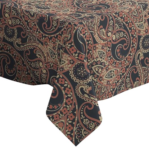 Floral Ethno Paisley Ornament Muster - Rechteckige Leinen-Tischdecke (140 x 200 cm) Abwaschbar Dekorative Tischdecke von Xtremepads