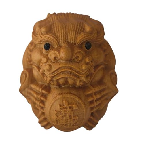 Xtroml Pi Yao/Pi Xiu Statue,Handgemachte Geschnitzte Holzfiguren,Reichtum Pixiu Skulptur Skulptur Wohndekoration Wohlstandsfigur zieht Geld und Glück an,1Pcs von Xtroml