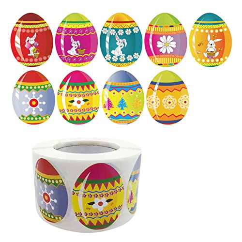 500 Stück Frohe Ostern Aufkleber Eier Selbstklebendes Siegeletikett für Ostern Party Kinder Box Tasche Dekor Handgefertigte Aufkleber Tags von XuQiZZpp