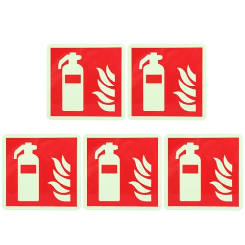 Feuerlöscher-Schild, leuchtet im Dunkeln, 5 Stück, 15 x 15 cm, Feuerlöscher, nachleuchtende Schilder, Aufkleber-Set von XuQiZZpp