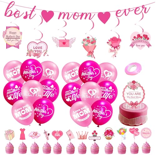 Muttertagsparty-Dekorationen, Zubehör, Happy Mothers Day Girlanden, Banner, Aufhänger, Ballon-Kuchendekorationen, Happy Mothers Day Banner von Xuanxi