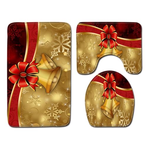 Xuanxi Toilettensitz-Set mit Weihnachtsmotiv/3-teiliges Set für Zuhause und Arbeitsplatz, Weihnachtsmotiv, Badezimmer-Zubehör von Xuanxi