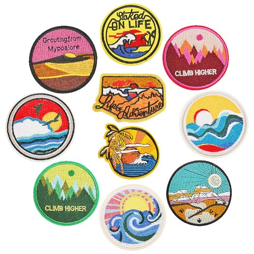 10 PCS Flicken zum Aufbügeln, Geeignet für Kinder und Erwachsene, Patches zum Aufbügeln Nähen und Gestickte Stoffaufnäher Flicken zum Aufbügeln Kinder Bügel Patches Mini Bügelbild von Xuigort