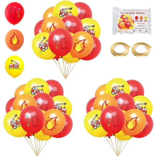 36 Stück Feuerwehr Luftballons Set, 12 Zoll Feuerwehrauto Ballon Feuerlöscher Ballons, Latex Feuerwehrauto Geburtstag Ballons, Feuerwehr Geburtstag Feuerwehr Deko Kindergeburtstag (Rot Gelb Orange) von Xuigort