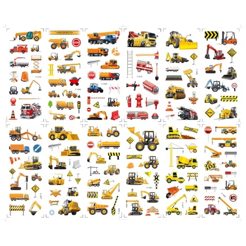 3D Aufkleber für Kinder, 12 Blätter Bagger Feuerwehr Auto Sticker für Kinder und Kleinkinder Set, Belohnungssticker Party Kindergeburtstag Gastgeschenke Mitgebsel, für Scrapbooking. von Xuigort