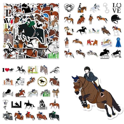 50 Stück Pferde Sticker Set, Pferde Graffiti Kinder Aufkleber, Wasserfeste Decal Pferde Reiter Sticker, für Auto Laptop Computer Skateboard Wasserflaschen Koffer Fahrrad Motorrad von Xuigort