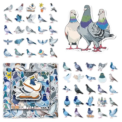 50 Stück Pigeon Aufkleber, Tierische Taube Pack Pigeons Sticker Set, für Laptop Kinder Autos Motorrad Fahrrad Skateboard Gepäck Koffer Computer Aufkleber Graffiti Decal von Xuigort