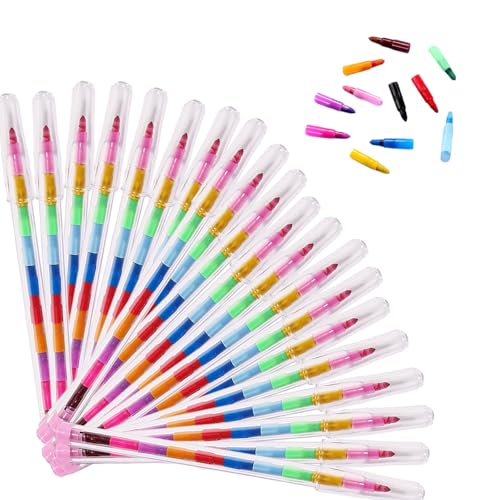 Xuigort 20 Stück Wachsmalstifte Buntstifte Kinder, Adventskalender Stifte Farben Baustein Buntstifte 11 Farben Regenbogen Stift, für kinder Malerei Büro Schulbedarf von Xuigort