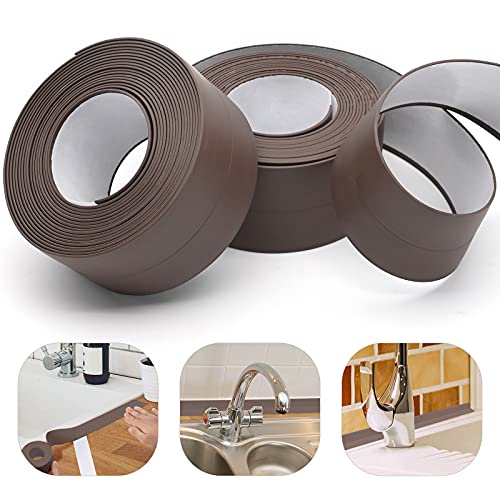 2 Rollen Dichtband Selbstklebend, 38mm X 3,2m Wasserdicht Klebeband Dichtungsband, Wannendichtband Schimmelbestendige Dichtungsstreifen Flexibel Dichtband für Dusche/Küche/Badezimmer/Toilette (Braun) von XunHe