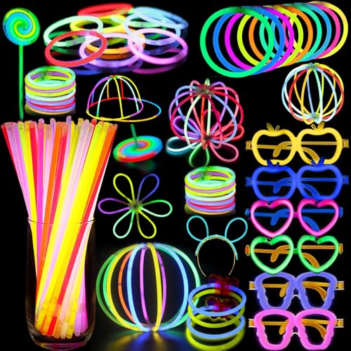 XunHe Knicklichter Party Set - Knicklichter Kinder Leuchtstäbe für Leuchtarmbänder Brillen Silvester Knicklichter Glow Stick Hochzeit Neon Party Deko von XunHe