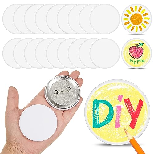 XunYee 40 Stück blanko weiße Knopfnadeln 58 mm DIY Handwerk Knopf mit Pin weiße Pins Knöpfe Design Button Making Kit für DIY Handwerk Weihnachten Handwerk Supplies DIY Abzeichen von XunYee