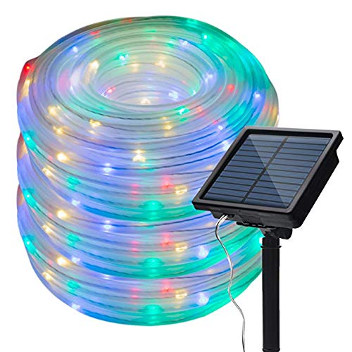 Xunata LED Solar Lichterschlauch 5M 50 LEDs Lichter IP65 Wasserdicht Schlauchlicht Lichtschlauch für Garten, Weihnachten, Hochzeit, Party (Mehrfarbig, 5m (50LEDs) + 2m lead cable) von XUNATA