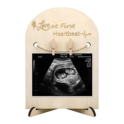 Xunboo Schwangerschaftsankündigung Ultraschall-Rahmenständer Holz-Sonogramm-Rahmen Geschenk für werdende Mutter Soziale Babyparty Medienfoto-Requisite (Small) von Xunboo