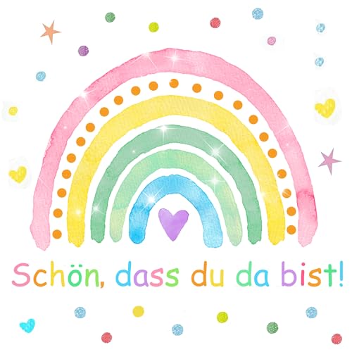 Pack Of 40 Weiß Servietten Regenbogen Geburtstag Servietten Taufe MäDchen Servietten SchöN Dass Du Da Bist servietten schulanfang Servietten Party Sommer von Xunerloy