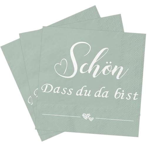 Servietten SchöN Dass Du Da Bist GrüN Geburtstag Servietten Servietten Hochzeit Eukalyptus Servietten Einschulung Taufe Servietten SalbeigrüN Cocktailservietten von Xunerloy