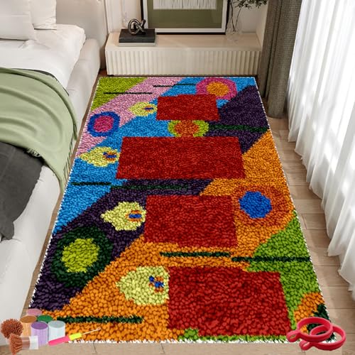 XungMen 130 x 150 cm Knüpfteppich zum Selber Knüpfen - DIY-Knüpfteppich-Set für Erwachsene - Kunsthandwerksgeschenk - Teppichhaken Kit - Nicht zusammenklappbar von XungMen