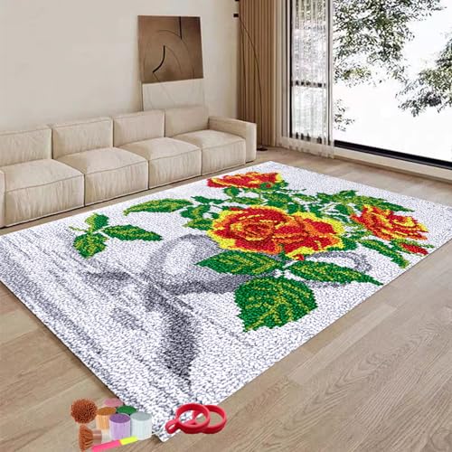 XungMen 130 x 150 cm Knüpfteppich Zum Selber Knüpfen - Knüpfset für Kinder Erwachsene Großer Teppich Knüpfen Set Erwachsene - Kreuzstich Set DIY Handwerk Geschenke von XungMen