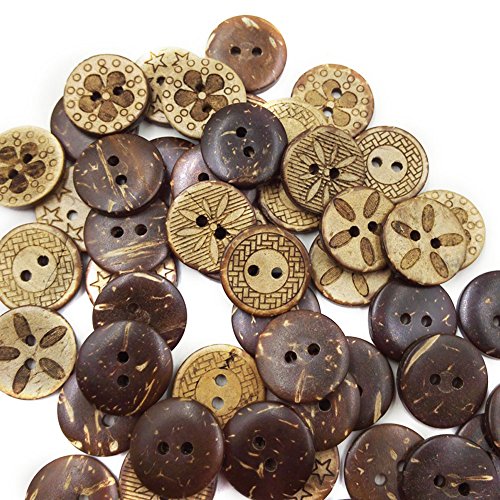 Xuniu 50Pieces / Lot Brown-Kokosnuss-Shell 2 Löcher Knöpfe passen das Nähen Scrapbooking 18mm von Xuniu