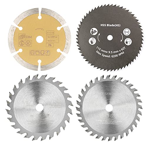 Xusywdm 115 X 10 Mm Multifunktions-Hartmetall-SäGeblatt-Set mit 4 Kunststoff-SchneidbläTtern KreissäGeblatt von Xusywdm