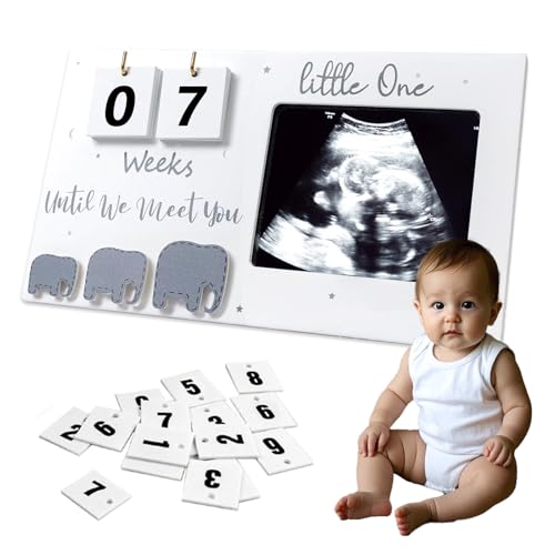 Xvbhaq Baby Scan Photo Frame, Holz, Pregnancy Announcement, Countdown Weeks Fotorahmen,Ultraschall Bilderrahmen für Babydusche, PerNeue Mütter, Erwartete Eltern von Xvbhaq