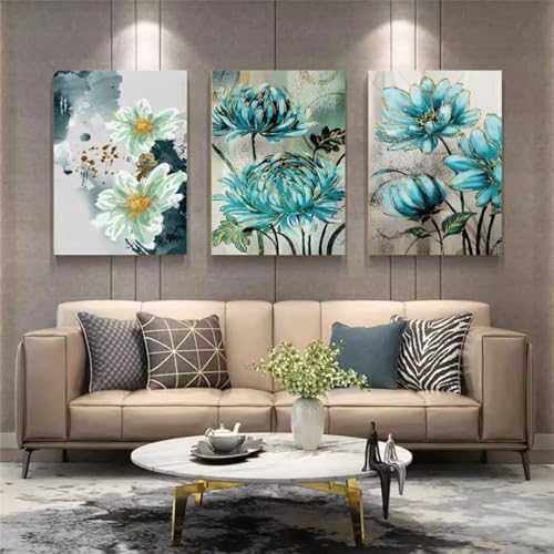 Diamond Painting 3 Teilig Kit Groß xxl Erwachsene 5D Full Drill Künstlerische Grüne Blume Diamant-Malset mit Zubehör Anfänger Kinder DIY art Painting Leinwand Bilder Wanddeko Zu Hause 20x30cm 6494 von Xyyhdm