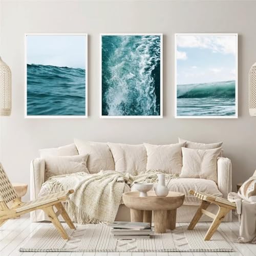 Diamond Painting 3 Teilig Kits Groß xxl Erwachsene 5D Full Drill Grüne Wellen Diamant-Malset mit Zubehör für Anfänger Kinder DIY art Painting auf Leinwand Bilder für Wanddeko Zu Hause 20x30cm 6386 von Xyyhdm