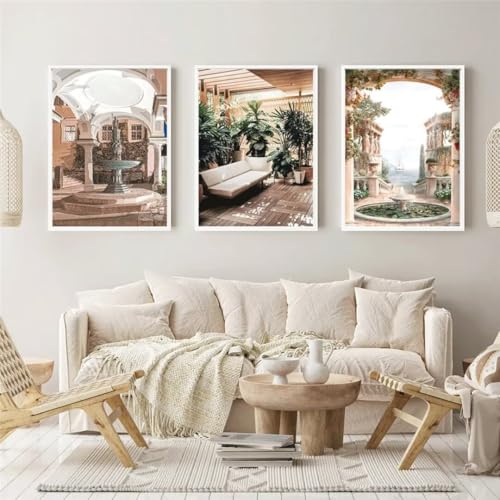 Diamond Painting 3 Teilig Kits Groß xxl Erwachsene 5D Full Drill Grüner Brunnen Diamant-Malset mit Zubehör für Anfänger Kinder DIY art Painting auf Leinwand Bilder für Wanddeko Zu Hause 20x30cm 6374 von Xyyhdm