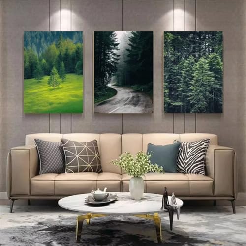 Diamond Painting 3 Teilig Kits Groß xxl Erwachsene 5D Full Drill Grüner Wald Diamant-Malset mit Zubehör für Anfänger Kinder DIY art Painting auf Leinwand Bilder für Wanddeko Zu Hause 20x30cm 6416 von Xyyhdm