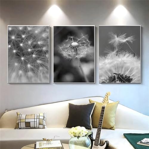 Diamond Painting 3 Teilig Kits Groß xxl Erwachsene 5D Full Drill Löwenzahn Diamant-Malset Foto mit Zubehör für Anfänger Kinder DIY art Painting auf Leinwand Bilder für Wanddeko Zu Hause 20x30cm 6554 von Xyyhdm