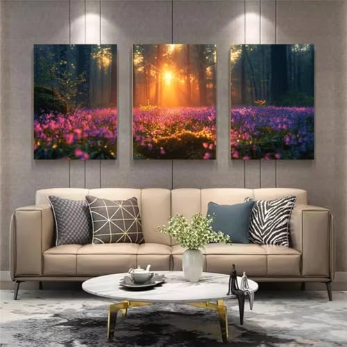 Diamond Painting 3 Teilig Kits Groß xxl Erwachsene 5D Full Drill Schöner Wald Diamant-Malset mit Zubehör für Anfänger Kinder DIY art Painting auf Leinwand Bilder für Wanddeko Zu Hause 20x30cm 6446 von Xyyhdm