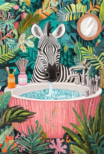 Malen Nach Zahlen Erwachsene Badewanne Zebra Paint by Numbers DIY Kit für Anfänger Acrylfarben Handgemalt Ölgemälde Leinwand Zuhause Wanddekoration Home Deko Weihnachten 50x70cm with frame 5555 von Xyyhdm