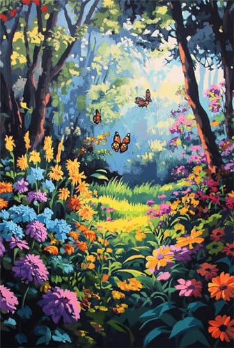 Xyyhdm Malen Nach Zahlen Erwachsene Bunter Garten Paint by Numbers DIY Kit für Anfänger Acrylfarben Handgemalt Ölgemälde Leinwand Zuhause Wanddekoration Home Deko Weihnachten 25x30cm no frame 1069 von Xyyhdm