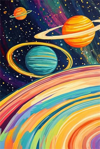 Xyyhdm Malen Nach Zahlen Erwachsene Bunter Planet Paint by Numbers DIY Kit für Anfänger Acrylfarben Handgemalt Ölgemälde Leinwand Zuhause Wanddekoration Home Deko Weihnachten 25x30cm no frame 1146 von Xyyhdm