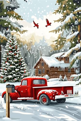 Xyyhdm Malen Nach Zahlen Erwachsene Roter Lkw Paint by Numbers DIY Kit für Anfänger Acrylfarben Handgemalt Ölgemälde Leinwand Zuhause Wanddekoration Home Deko Weihnachten 50x70cm no frame 2063 von Xyyhdm