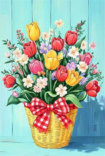 Xyyhdm Malen Nach Zahlen Erwachsene Tulpe Paint by Numbers DIY Kit für Anfänger Acrylfarben Handgemalt Ölgemälde Leinwand Zuhause Wanddekoration Home Deko Weihnachten 45x60cm with frame 5521 von Xyyhdm