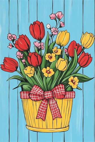 Xyyhdm Malen Nach Zahlen Erwachsene Tulpe Paint by Numbers DIY Kit für Anfänger Acrylfarben Handgemalt Ölgemälde Leinwand Zuhause Wanddekoration Home Deko Weihnachten 50x70cm with frame 5533 von Xyyhdm