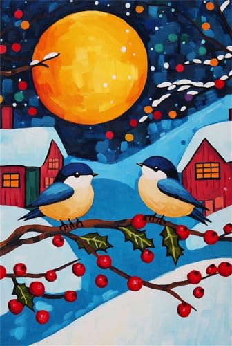 Xyyhdm Malen Nach Zahlen Erwachsene Verschneiter Nachtvogel Paint by Numbers DIY Kit Anfänger Acrylfarben Handgemalt Ölgemälde Leinwand Zuhause Wanddekor Home Deko Weihnachten 45x60cm with frame 5301 von Xyyhdm