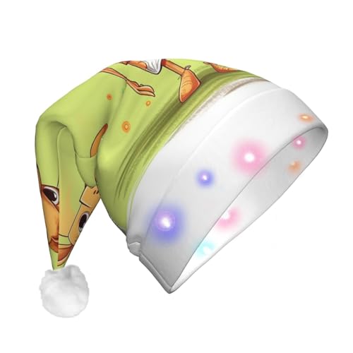 Xzeit LED-Weihnachtsmütze für Erwachsene, Weihnachtsmannmütze, Giraffe, spielt Tennis, beleuchtete Weihnachtsmütze, Weihnachtsfeierzubehör von Xzeit