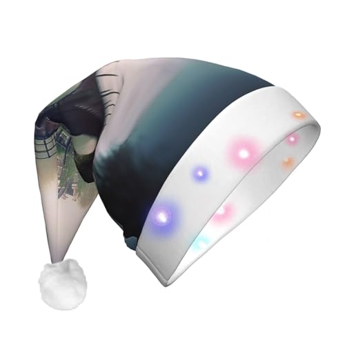Xzeit LED-Weihnachtsmütze für Erwachsene, Weihnachtsmannmütze, Niederlande, Landschaft, Brücke, beleuchtete Weihnachtsmütze, Weihnachtsfeiertagszubehör von Xzeit