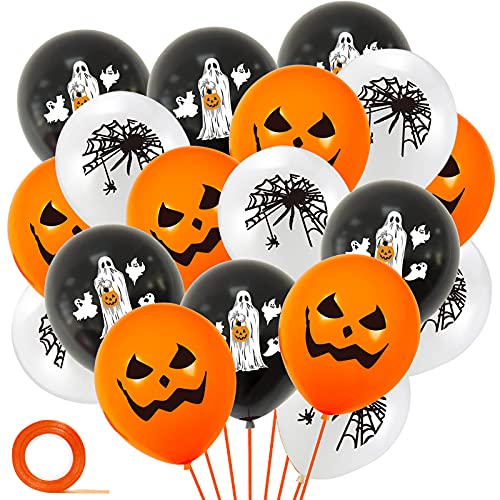 Halloween Luftballons Halloween Deko Set, 18 Stück Halloween Luftballons Dekoration Ballons, Orangen Schwarze Weiss Ballons fur Halloweenparty Kinder Geburtstag Halloween Herbstfest von Y iRAN