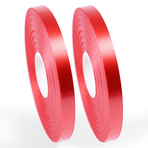 Y iRAN Yiran 2 Rollen rotes Ballonband 8 mm, 50 m/Rolle rotes Band, rotes Kräuselband, rote Ballonschnur für Geschenkverpackung, Blumenhandwerk, Geburtstagsfeier, Blumenfestival, Hochzeit, Weihnachtsd von Y iRAN