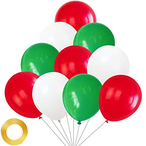 Yiran Frohe Weihnachten Luftballons - 30 Stück Latex Rot Grün und Weiß Partyballons Partyballons Weihnachtsdekorationen für Geburtstag Party Dekorationen Weihnachten Dinnerpartys von Y iRAN