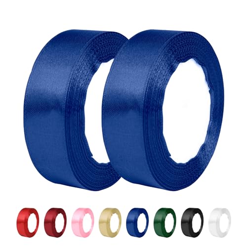 Yiran Satinband Blau 20mm, 44 Meters Blau Dekoration Geschenkband breit Schleifenband Geschenkbänder Band Dekoband Blau, Schleife für Schultüte, Stoffband für Hochzeit,Taufe und Geburtstag Geschenke von Y iRAN