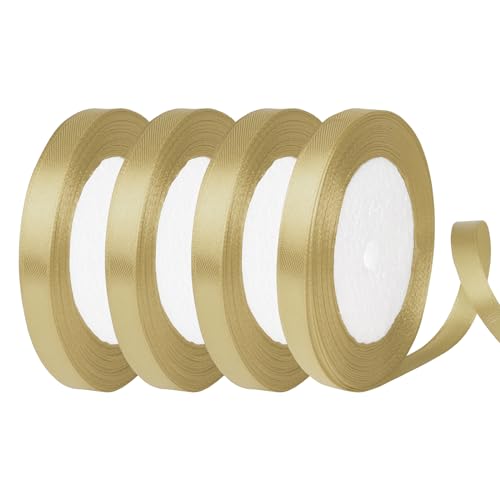 Yiran Satinband Gold 10mm, 88 Meters Gold Dekoration Geschenkband breit Schleifenband Geschenkbänder Band Dekoband Gold, Schleife für Schultüte, Stoffband für Hochzeit,Taufe und Geburtstag Geschenke von Y iRAN