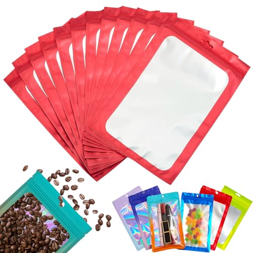 10 Stück Zip-Beutel Groß Mylar Bags Rot Holografische Beutel 26x38cm,Wiederverschließbare Mylar Beutel,Geruchsdichte Baggys Ziplock-Beutel Polybeutel für Schmuck,Lebensmittel,Kleine Unternehmen von YAAVAAW